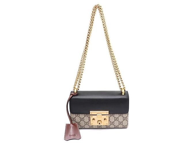 Gucci Bolsa de ombro e bolsa transversal Paddle Lock Padlock Supreme Small GG Chain Marrom
