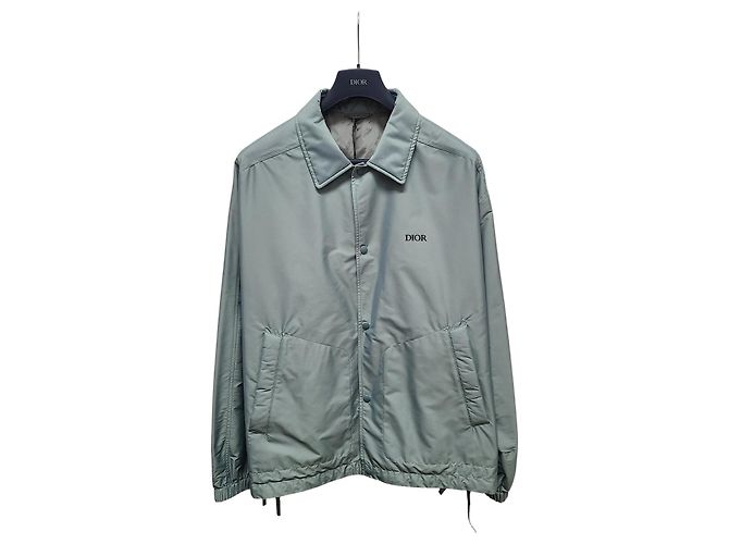 Dior Spread Silk Blend Embroidered Bomber Jacket Blue