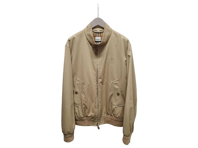 Burberry Beige Monogram Embroidered Logo Harrington Jacket Brown