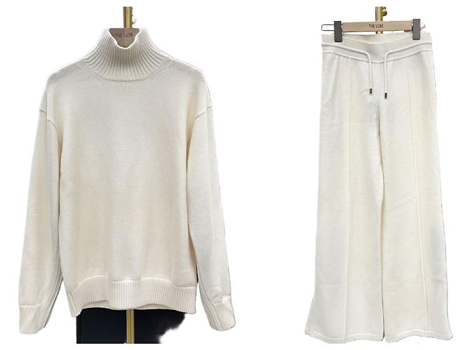 Louis Vuitton Cashmere Blend Pullover Jogging Pants XS Ivory Multiple colors