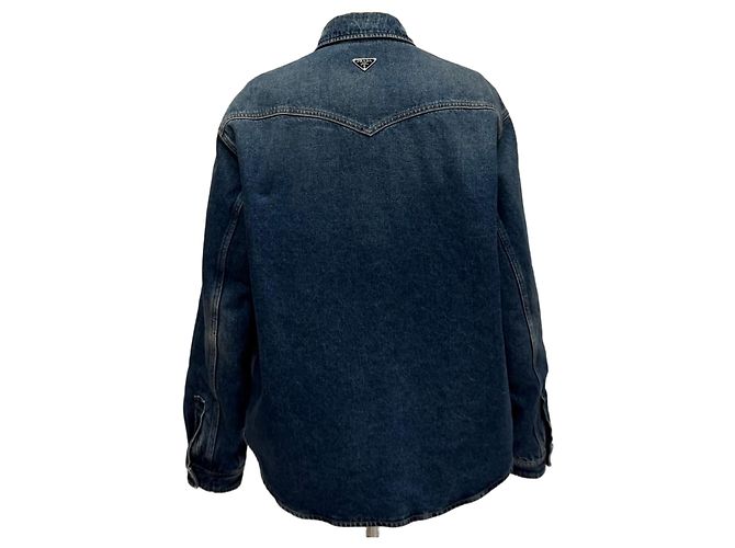 Prada Gesteppte Denim-Hemdenjacke Schwarz