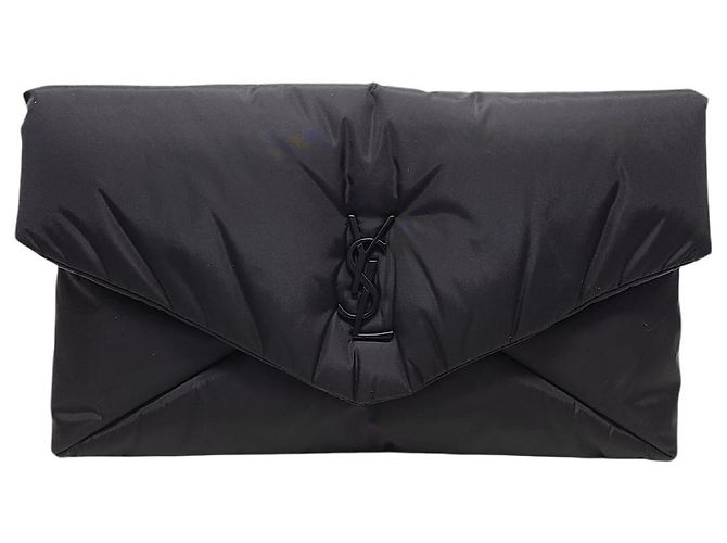 Saint Laurent Black Nylon Cassandra Envelope Pouch Large