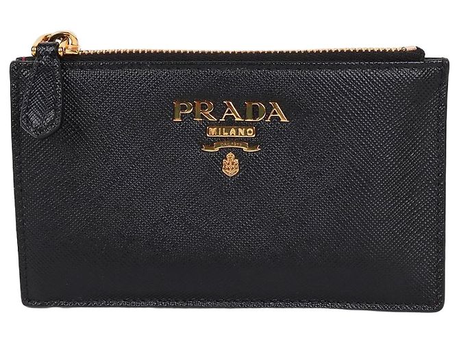 Prada Saffiano Black Zip Cardholder