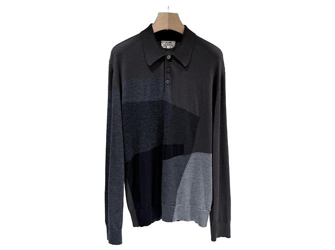 Hermès Maglione polo in seta e cashmere (A+/XL) Marrone