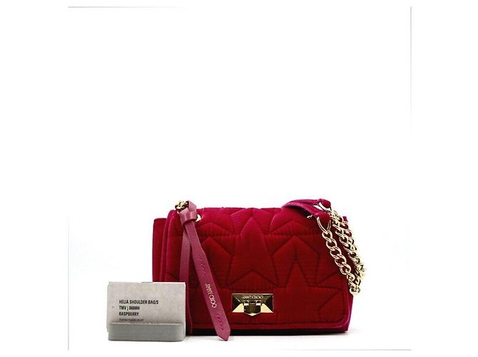 Jimmy Choo Star Matelassé Samt Schultertasche mit Kette Rot