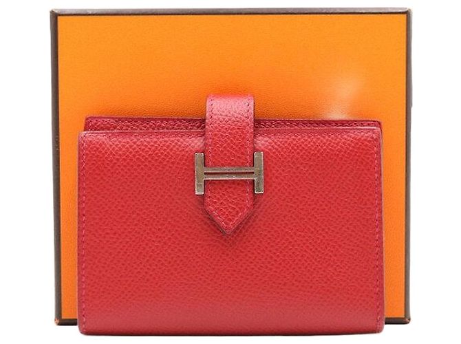 Market Hermès Red Appsong Card Wallet with Silver Hardware