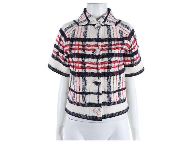 Christian Dior Short Sleeve Knit Jacket Blue