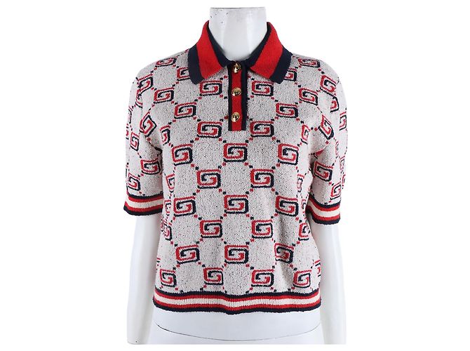 Pull en maille à manches courtes Gucci Bleu