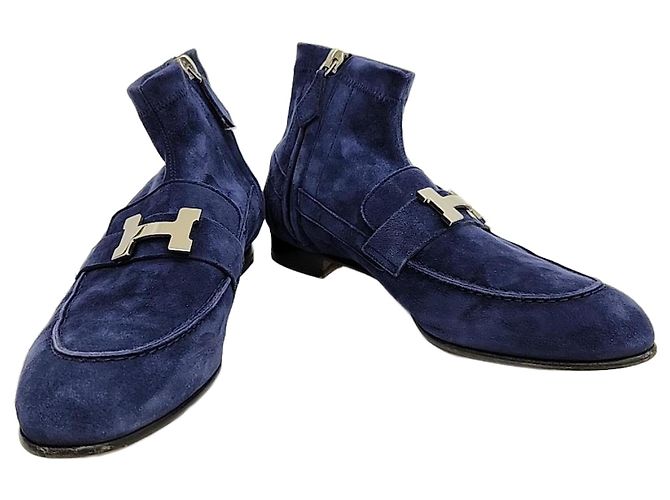 Hermès Botines Hermes Suede Saintonor Azul