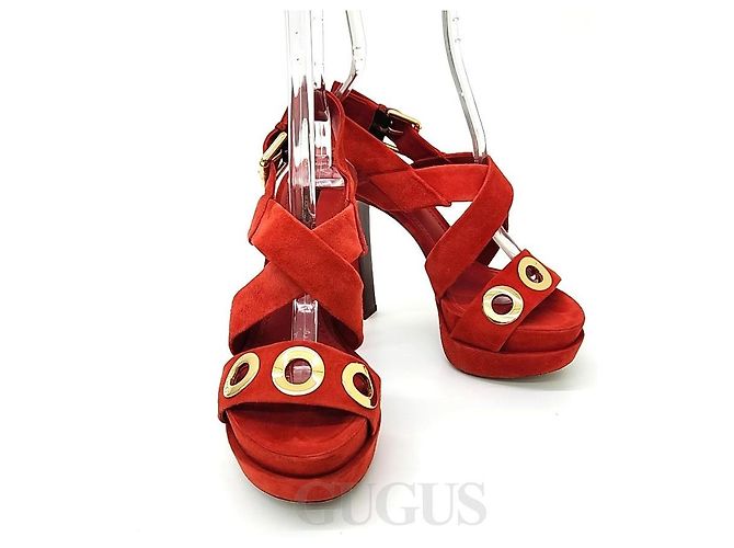 Louis Vuitton Wildledersandalen Rot