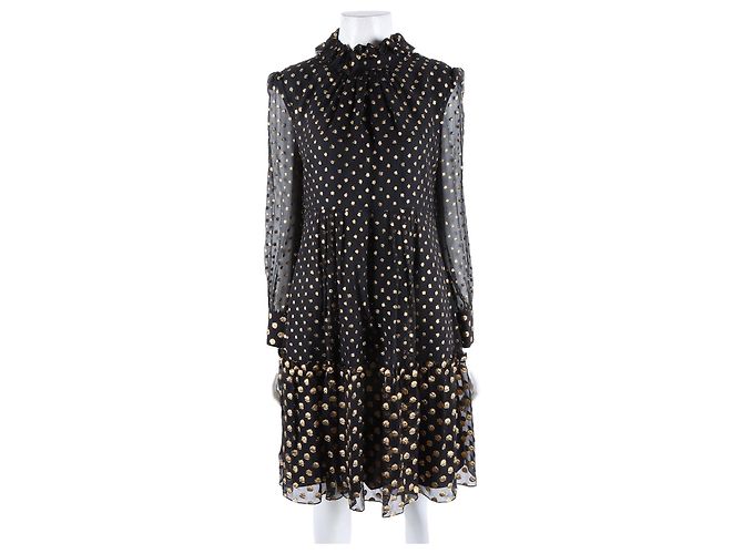 16 Céline Celine Punktkleid Schwarz