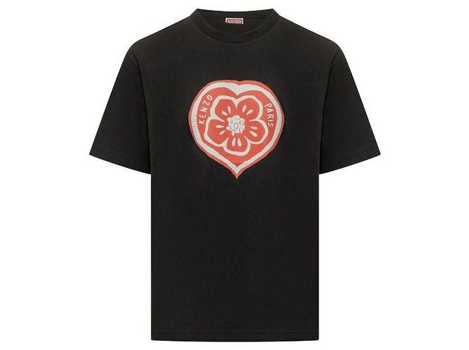 Kenzo Bokeh Heart Baumwoll-T-Shirt Schwarz