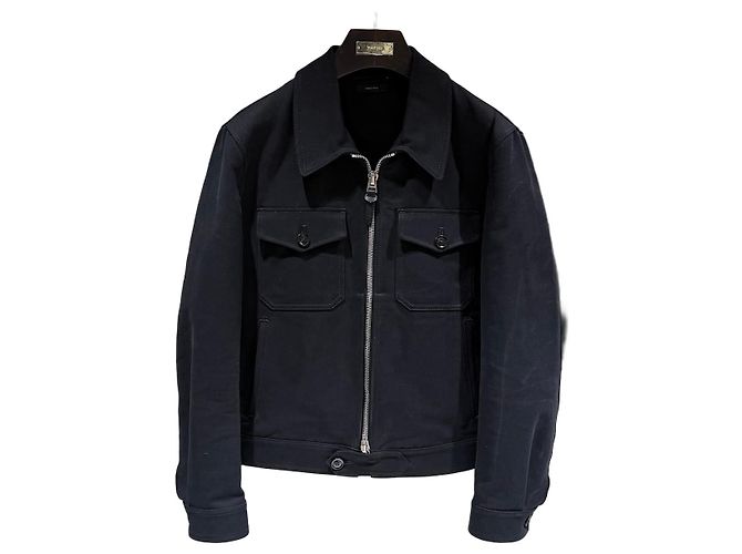 Tom Ford Cotton Twill Trucker Bomberjacke Schwarz