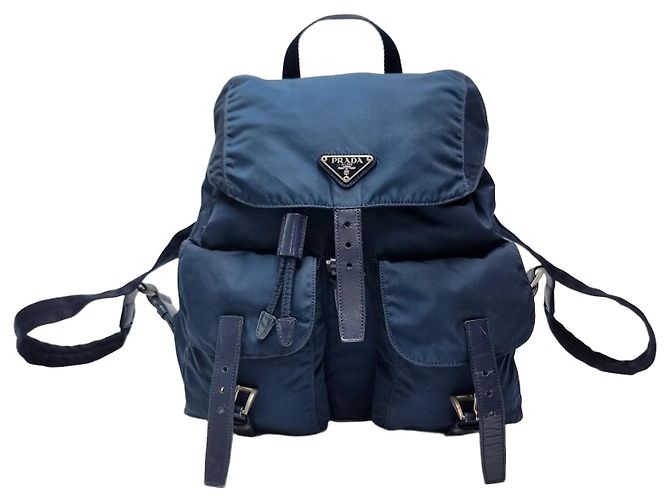 Prada Mochila de Nylon Médium Unissex Azul