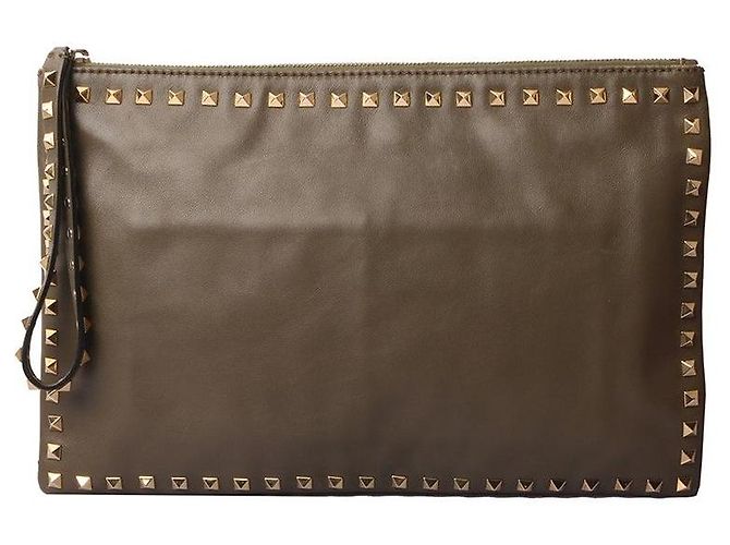 Valentino Clutch Rockstud con tracolla Large Marrone