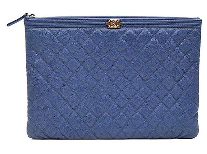Le Boy Chanel Clutch Caviar Boy Large Azul