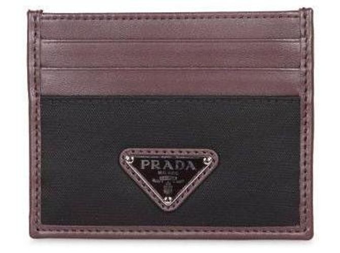 Prada Re-Nylon Leather Card Holder Black