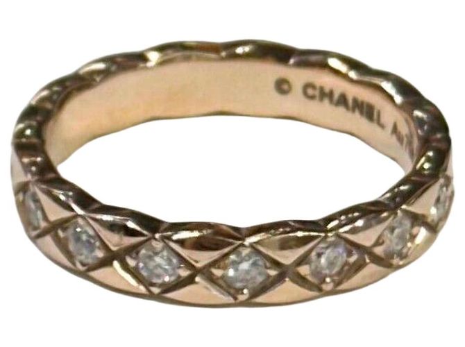 Chanel Anel Mini Coco Crush de Diamantes Bege Gold Marrom