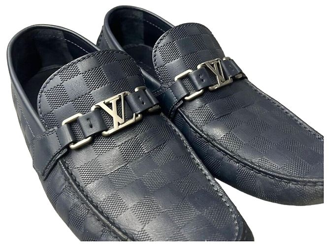 Louis Vuitton Mocassini da guida in pelle Damier Navy Blu