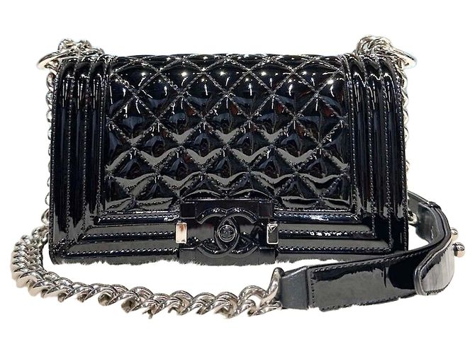 Chanel Boy Patent Small Size Mini Black Negro