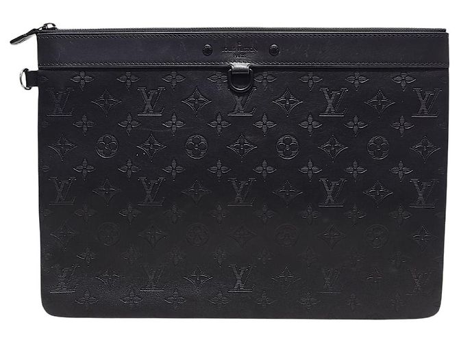 Louis Vuitton Black Pochette Monogram Shadow Clutch Bag
