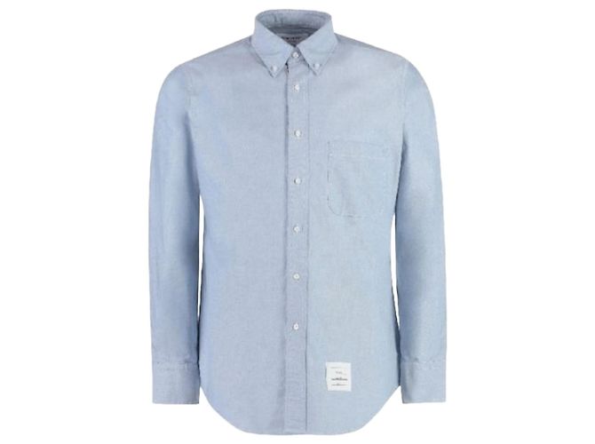 Thom Browne Camisa Oxford de algodão com acabamento oculto Azul