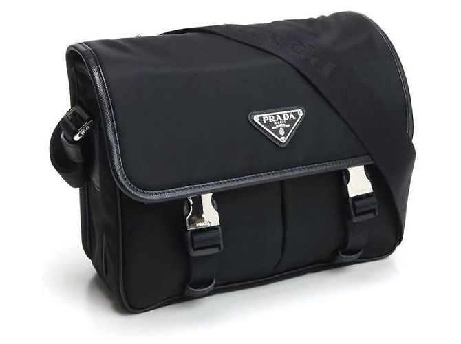 Prada Borsa a tracolla in pelle Saffiano e nylon Nero