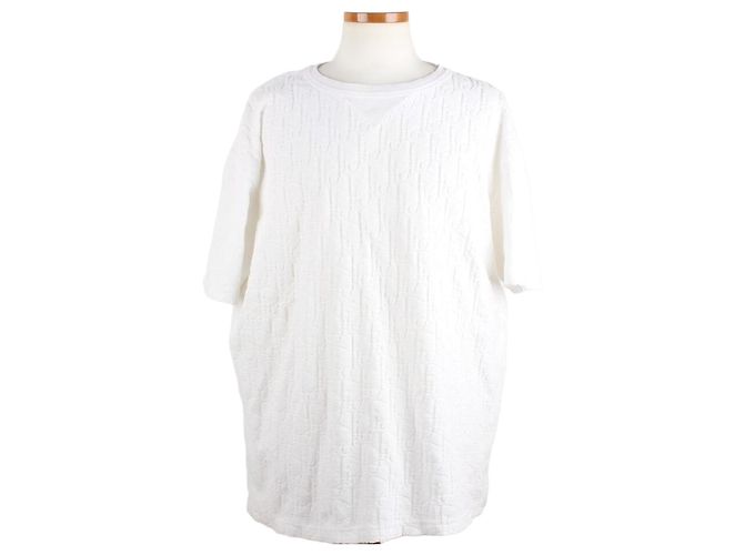 Dior Oblique Terry Baumwolle Kurzarm T-Shirt Weiß XL
