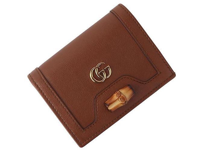 Gucci Cartera tarjetero de bambú Diana Negro