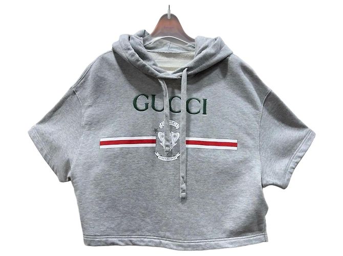 Gucci Sweat à capuche à manches courtes Dragon Marron