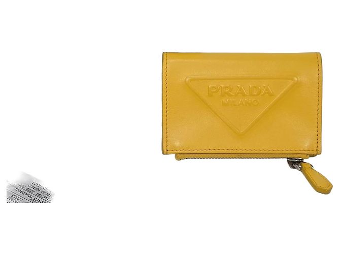 Prada Leather Card Holder Golden