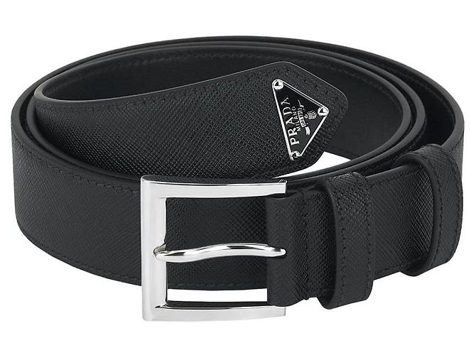 Prada Saffiano Ledergürtel Schwarz