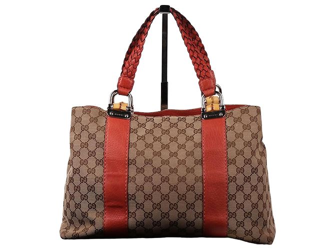 Gucci Medium Bamboo Handle Tote Bag Orange