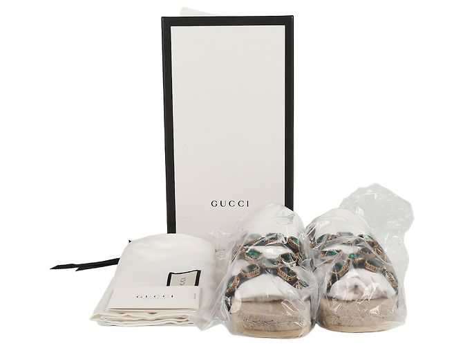 Gucci Sandali espadrilles in grosgrain nero e cristalli