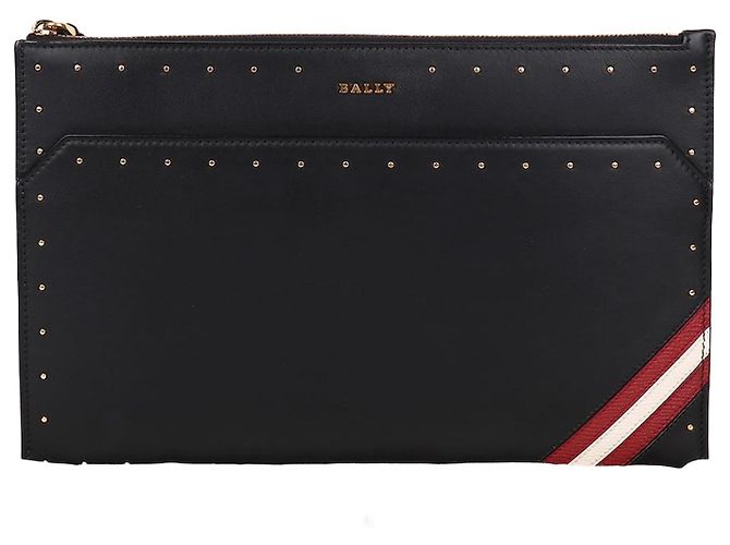 Bally Clutch Médium Dourada e Preta com Tachas Preto