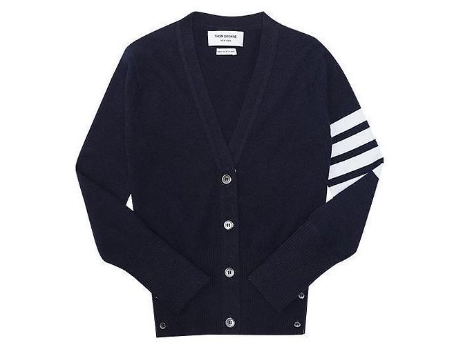 Thom Browne Gestreifter Cashmere-Cardigan Schwarz