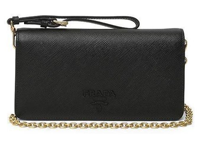 Prada Saffiano Shine Bandoliera Mini Chain Crossbody Bag