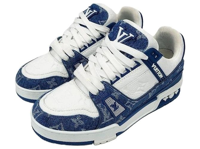 Louis Vuitton Monogram Blue Denim Trainer Silber