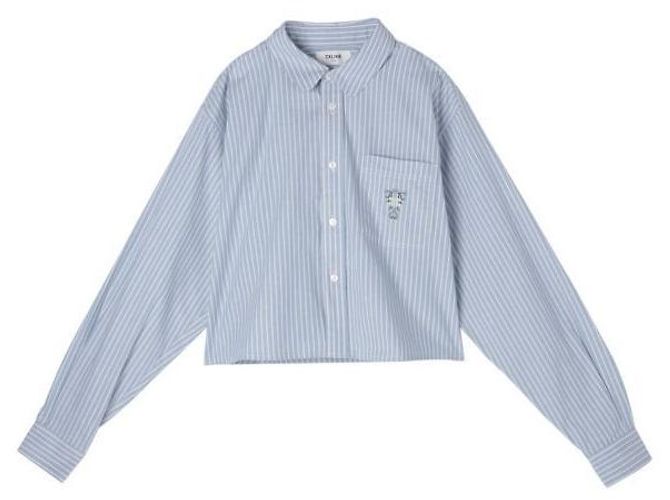 Céline Chemise courte en coton à rayures Hickory