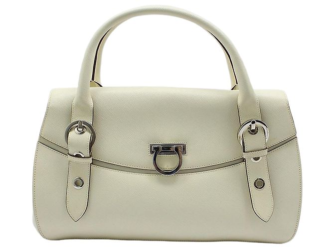 Salvatore Ferragamo Sac cabas Saffiano Silver Gancini