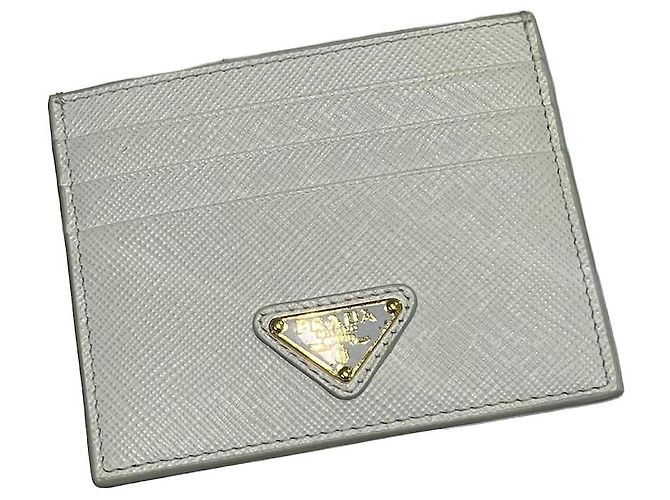 Prada Saffiano Leather Triangle Logo Card Holder White Multiple colors