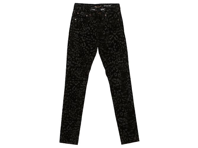 Saint Laurent Pantalones skinny de algodón negro