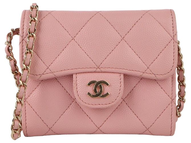 Chanel Classic Caviar Mini WOC Chain Card Wallet Red