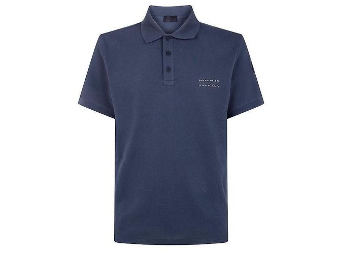 Moncler Polo de piqué de algodão com logo Marrom