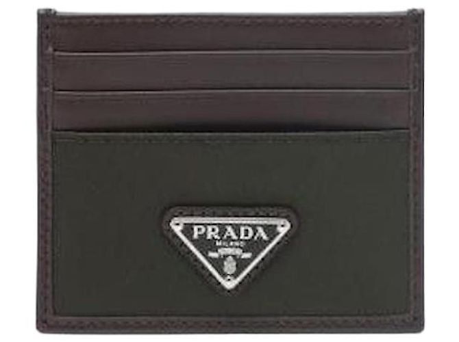 Prada Re-Nylon Leather Card Wallet Green