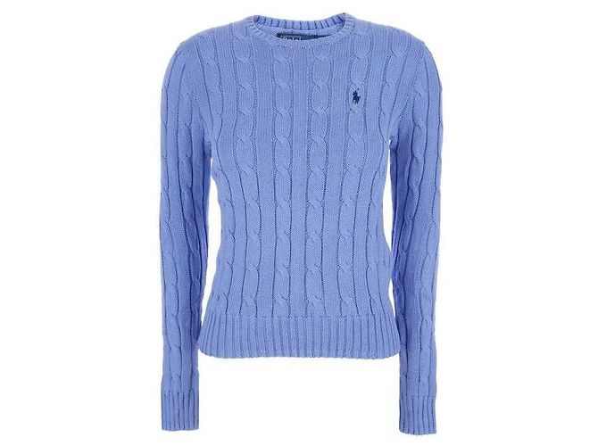 Ralph Lauren Strickpullover aus Pima-Baumwolle mit gesticktem Pony-Logo Blau