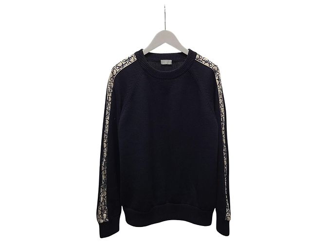 Dior Strickpullover mit Oblique-Einsatz in Tiefblau 