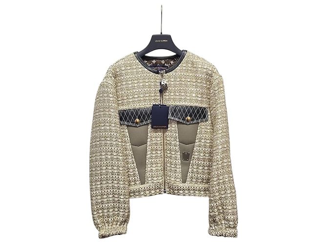 Louis Vuitton Lurex Tweed Frill Sleeve Jacket White