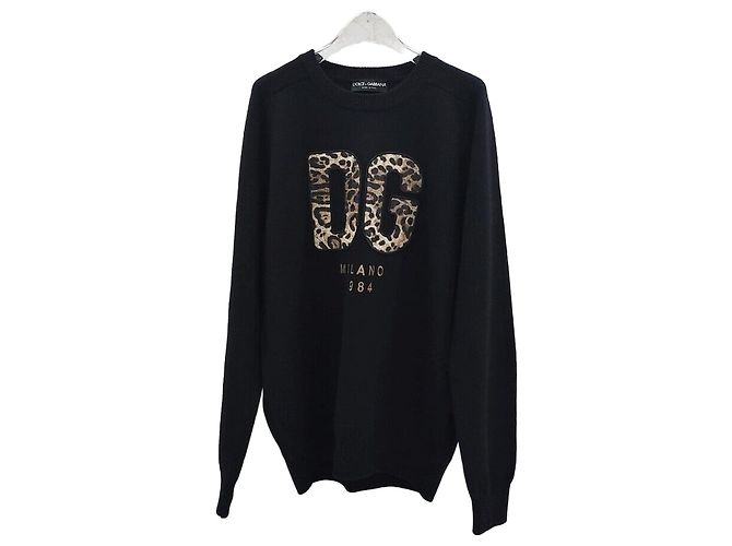 Dolce & Gabbana Wollstrickpullover mit Logo Silber 