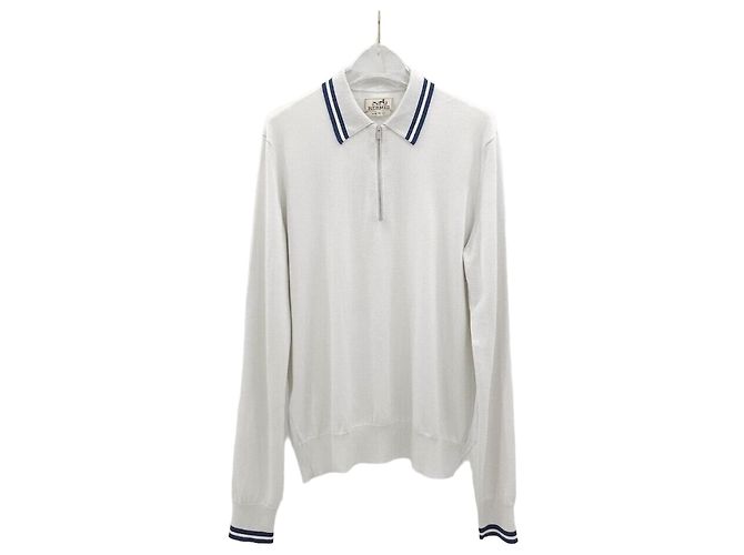 Hermès Cashmere-Strick mit halbem Reißverschluss Silber